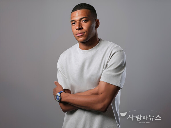 Hublot Ambassador Kylian Mbappé wearing Classic Fusion UEFA Champions League timepiece